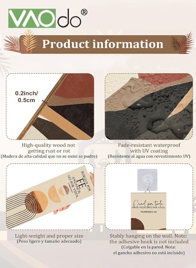 فاو دو 4 قطع من لوحات فنية جدارية مؤطرة من قماش بوهو، لوحة فنية جدارية بسيطة، لوحة زخرفية نباتية ريفية، مطبوعات فنية للديكور المنزلي، للمنزل الريفي والمكتب والمدرسة والفندق 30*10*0.5 سم - Image 4