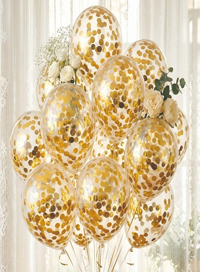 YOURS DECOR بالونات كونفيتي من يورز ديكور للأطفال والكبار لتزيين أعياد الميلاد، للأولاد والبنات والزوجات والأزواج (5 قطع، ذهبي) - Image 1