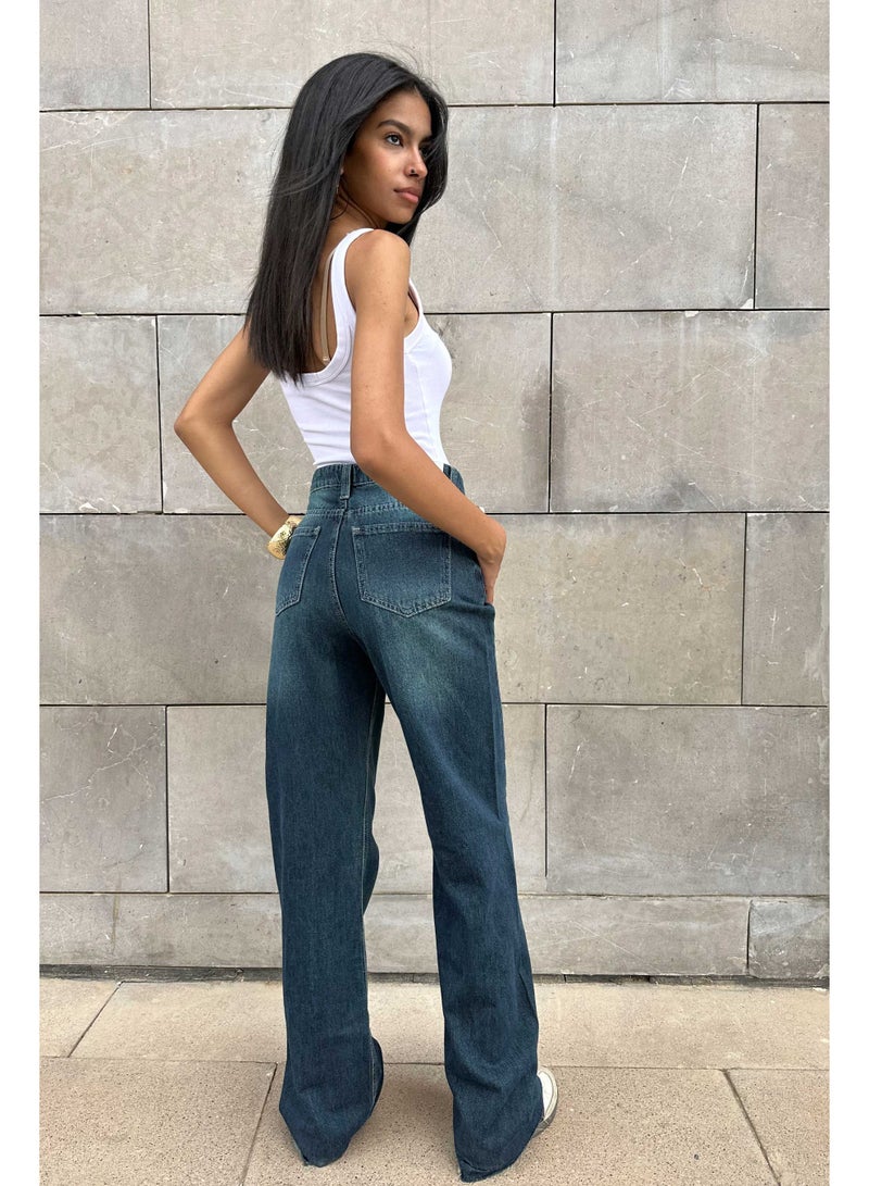 CIZARO Super Baggy - High-Waist Deep Vintage Blue Jeans  - Image 2