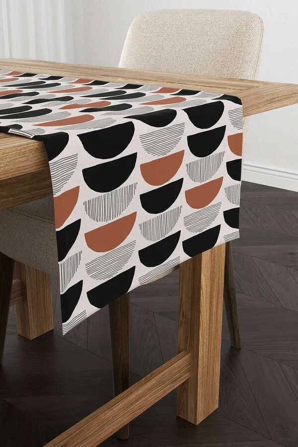 Cango Home Brown Black Bohemian Scandinavian Patterned Digital Printed Runner CGH1230-RN