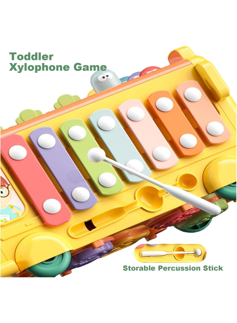NNEWVANTE Baby School Bus Toy for Toddlers 18M+,Baby Xylophone Music Bus Toys,Musical Learning Animal School Bus,Kids Educational Montessori Toy,Birthday Gifts for Boys Girls,Yellow - Image 5