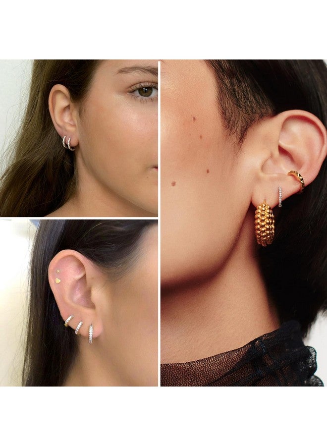ALEXCRAFT Small 925 Sterling Silver Hoop Earrings for Women- Huggie Cartilage Earring Set Cute Mini Thin Tragus Hoops Multiple Piercings Aretes Earrings Women Trendy 5 Pairs(8/10/12/14/16) mm - Image 3