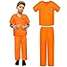 Poen Kids Prisoner Costume Halloween Set Orange Prisoner Jumpsuit with Handcuffs and ID Card for Boys Girls Children CosplayLarge - Image 2