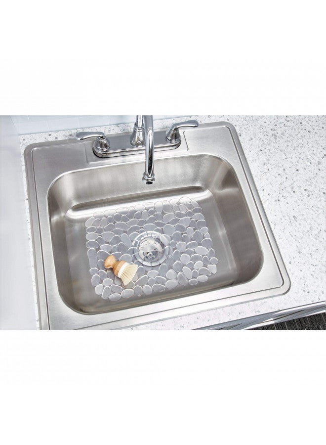 IDesign شبكة حوض بلاستيكية كبيرة من iDesign Pebblz، حصيرة واقية غير قابلة للانزلاق للمطبخ، الحمام، القبو، المرآب، 11.75" × 15.75" - شفافة - Image 2