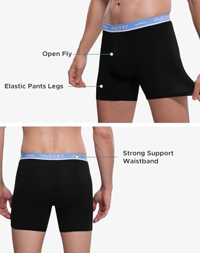 INNERSY Men's Cotton Underwear 7-Pack Colorful Boxer Briefs with Fly for a Week(Weekly Black,Medium) - Image 3