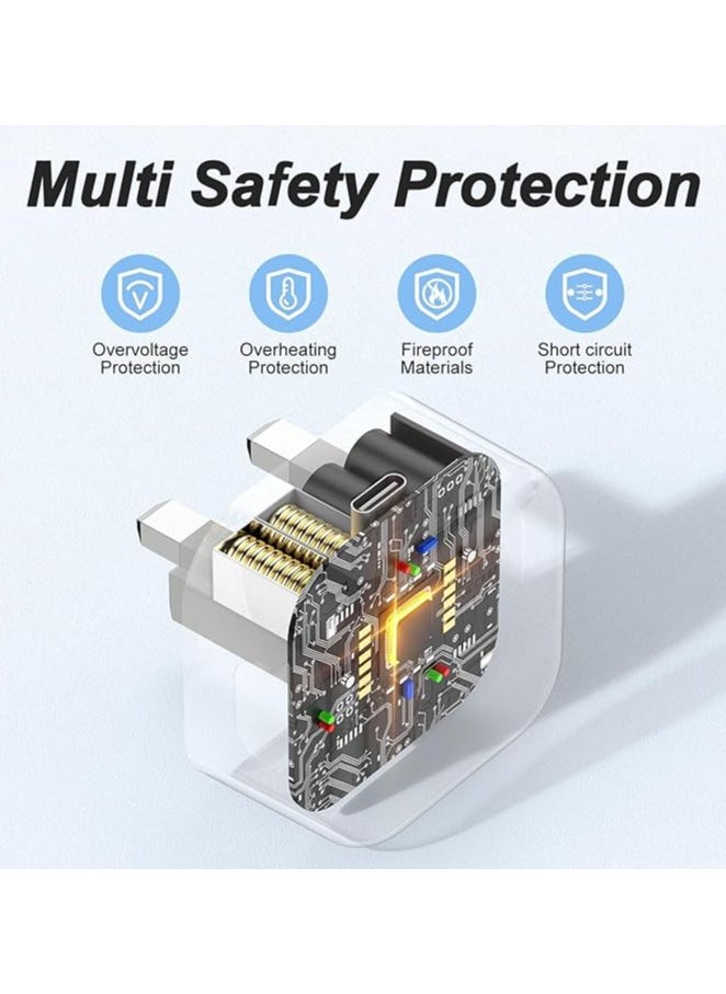 For iPhone 15 Pro Max USB Type C Charger, 35W USB-C Fast Charger Plug with Type C Cable (1M)，UK Wall Foldable Power Adapter Compatible with iPhone 15/15 Pro/15 Pro Max/15 Plus and USB-C Series