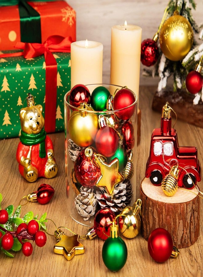 FFNIU 72Pcs Christmas Tree Ornaments Balls, Shatterproof Christmas Balls with Bears, Lights, Stars for Tree Home Office Decor Present for Party Wedding - Image 3