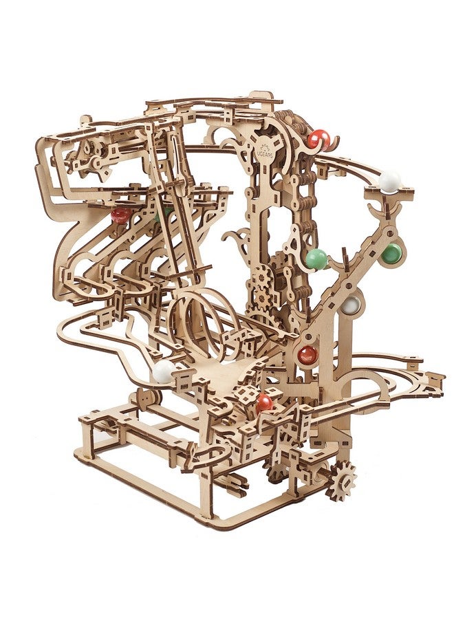 UGEARS 3D Puzzle Marble Run Chain Creative 3D Wooden Puzzles For Adults With Rubber Band Motor Marble Run Chain Wood Model Kit Unique Wooden Puzzle 3D Puzzles For Adults And Kids Building Kit - Image 2