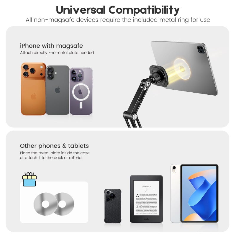 OHLPRO Universal Magnetic iPad Stand for Desk, Foldable Tablet Holder with 360Â° Rotation, Aluminum Desktop Mount for iPad/Tablet/Monitor up to 18.5", Office Desk Accessories Men/Women Gifts - Image 4