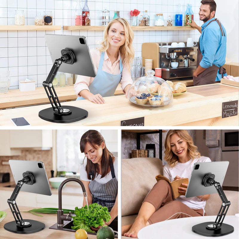 OHLPRO Universal Magnetic iPad Stand for Desk, Foldable Tablet Holder with 360Â° Rotation, Aluminum Desktop Mount for iPad/Tablet/Monitor up to 18.5", Office Desk Accessories Men/Women Gifts - Image 3