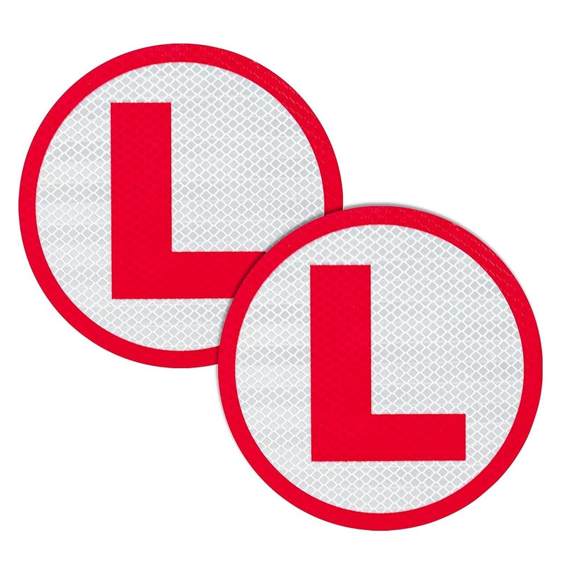 BerryBox Reflective L Sticker for Learning Driver, Waterproof Board Sticker for Car, Easily Removable Material (15cm x 15 cm, 2pcs) - Image 1
