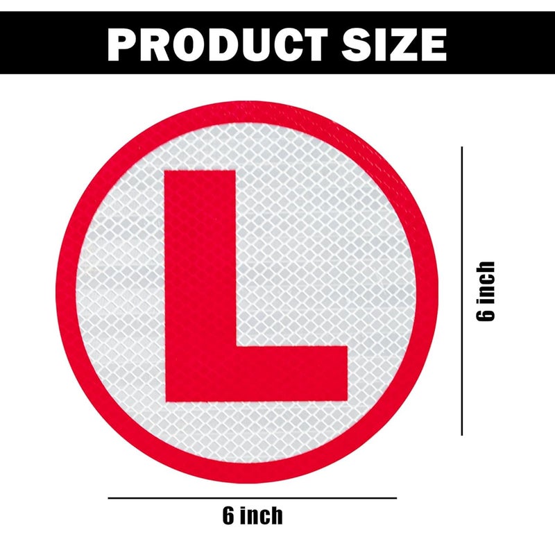 BerryBox Reflective L Sticker for Learning Driver, Waterproof Board Sticker for Car, Easily Removable Material (15cm x 15 cm, 2pcs) - Image 2