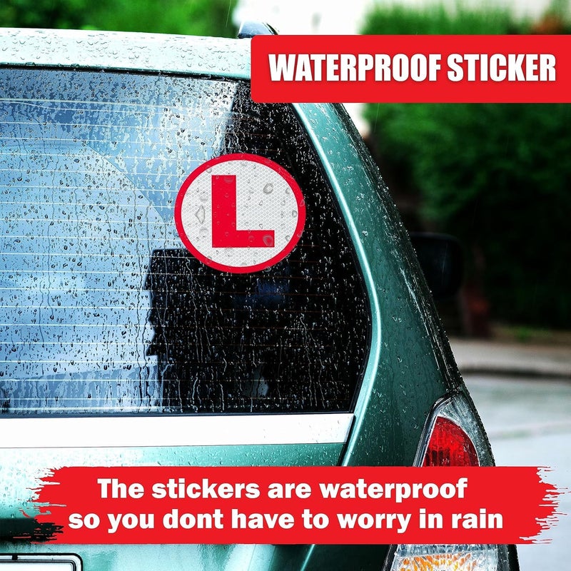 BerryBox Reflective L Sticker for Learning Driver, Waterproof Board Sticker for Car, Easily Removable Material (15cm x 15 cm, 2pcs) - Image 3