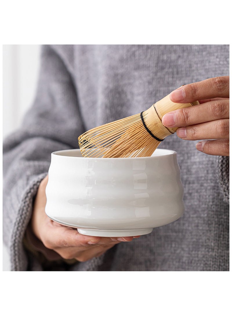 GuRiver Matcha Whisk Set, 4 Piece Matcha Tea Set with Ceramic Bowl, Prong Bamboo Whisk, Whisk Holder and Traditional Scoop, Matcha Stirrer Set for a Traditional Cup of Matcha White - Image 2
