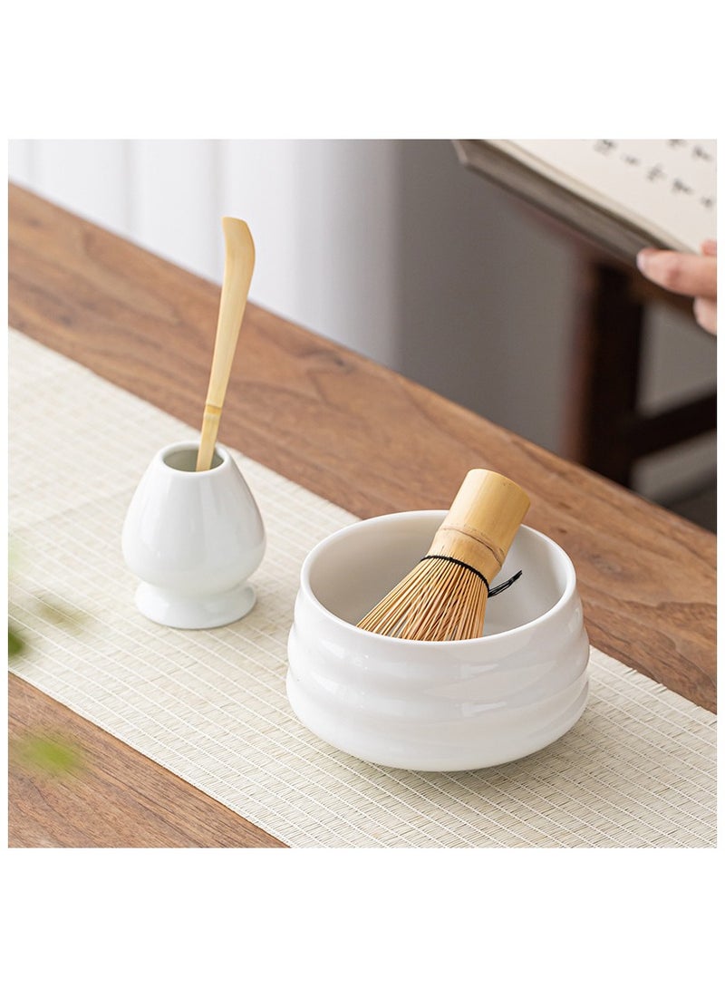 GuRiver Matcha Whisk Set, 4 Piece Matcha Tea Set with Ceramic Bowl, Prong Bamboo Whisk, Whisk Holder and Traditional Scoop, Matcha Stirrer Set for a Traditional Cup of Matcha White - Image 5