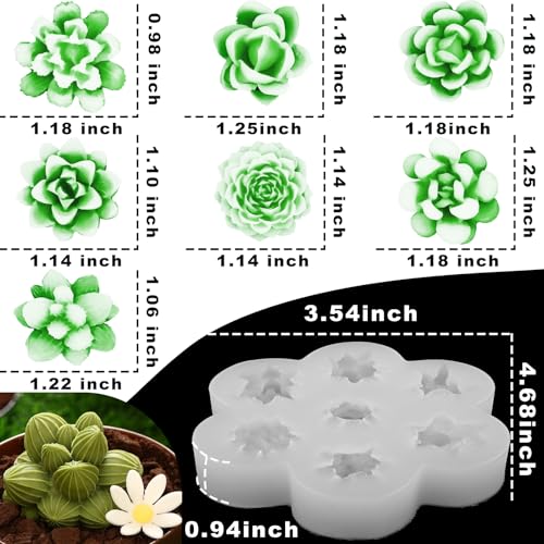 ZQYSING 7 Cavity Succulent Candle Mold for Candle Making, 3D Succulents Silicone Molds for Scented Candle Soaps Making, Wax, Resin Casting, Dessert Mousse Cake Decoration - Image 4