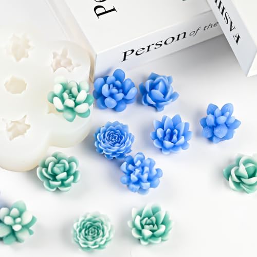 ZQYSING 7 Cavity Succulent Candle Mold for Candle Making, 3D Succulents Silicone Molds for Scented Candle Soaps Making, Wax, Resin Casting, Dessert Mousse Cake Decoration - Image 2