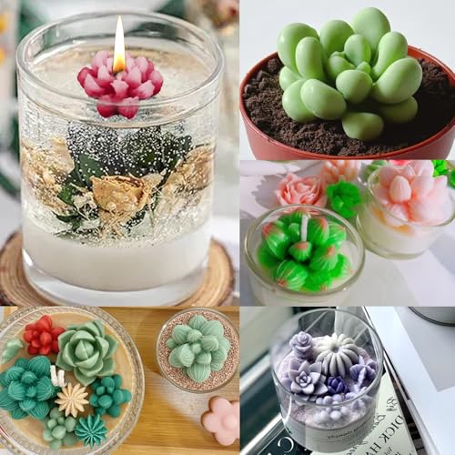 ZQYSING 7 Cavity Succulent Candle Mold for Candle Making, 3D Succulents Silicone Molds for Scented Candle Soaps Making, Wax, Resin Casting, Dessert Mousse Cake Decoration - Image 3