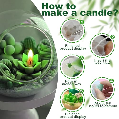 ZQYSING 7 Cavity Succulent Candle Mold for Candle Making, 3D Succulents Silicone Molds for Scented Candle Soaps Making, Wax, Resin Casting, Dessert Mousse Cake Decoration - Image 5