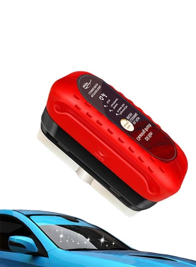 Automotive Oil Film Cleaning Brush, Strong Front Windshield Remover Glass Coating for Windshield, Upgrade Multipack Hydrophobic Glass Coating Cleaning Glass Brush with Remover (1, Red) - Image 1