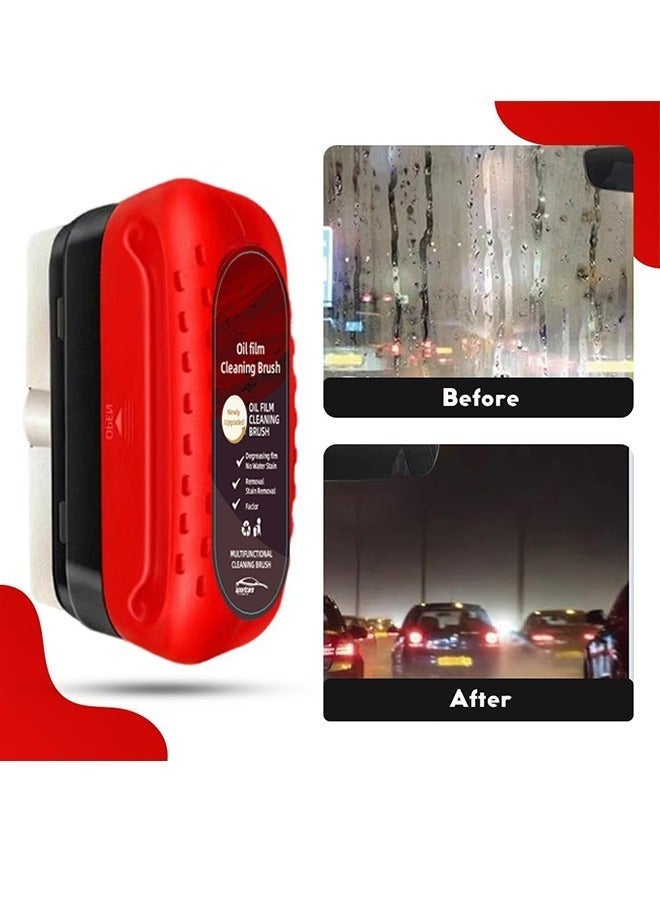 Automotive Oil Film Cleaning Brush, Strong Front Windshield Remover Glass Coating for Windshield, Upgrade Multipack Hydrophobic Glass Coating Cleaning Glass Brush with Remover (1, Red) - Image 2