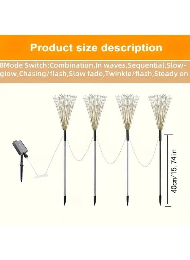 4 Pack Solar Garden Fireworks Lights 240 LED Outdoor Decoration Warm White - Image 3