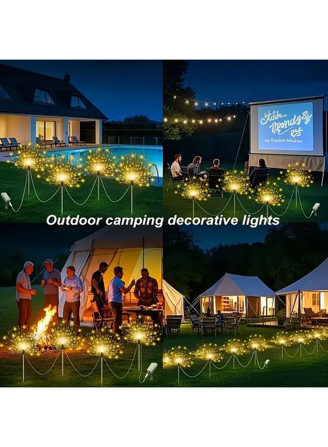 4 Pack Solar Garden Fireworks Lights 240 LED Outdoor Decoration Warm White - Image 5