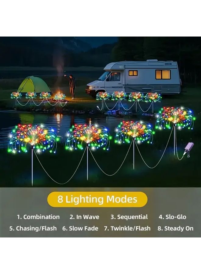 4 Pack Solar Garden Fireworks Lights 240 LED Outdoor Decoration Warm White - Image 4