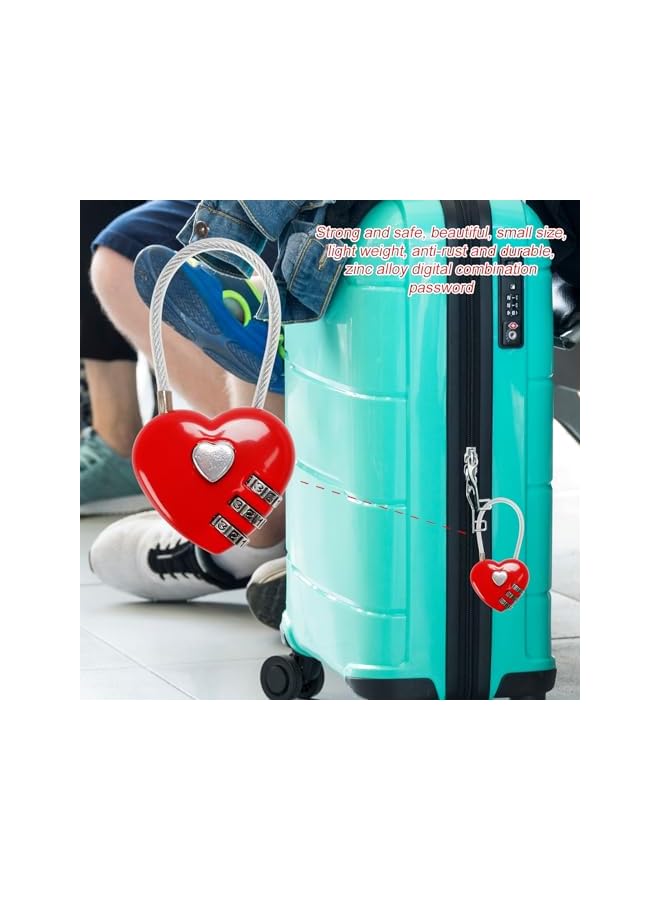 PROMASS PROMASS Red Heart Padlock, Mini Code Lock, Wire Rope 3-Digit Code Combination Padlock for Travel Bags/Suitcase/Lockers/Backpacks/Jewelry Boxes  - Image 4