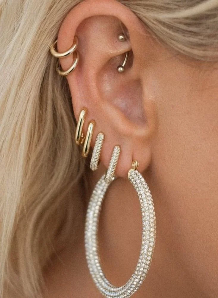 LUV AJ Pave Amalfi Hoops-Gold