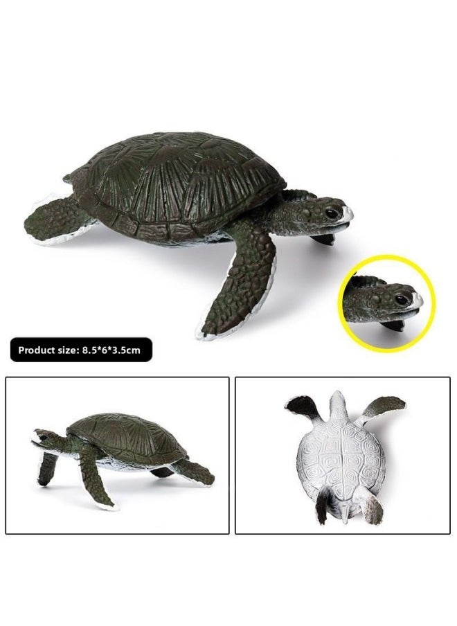null - Common Sense Solid Marine Animal Model Baby Turtle Turtle Elephant Turtle Baby Leatherback Ornament Hand-Made Early Education-Color:M-518 Little Turtle - Image 1