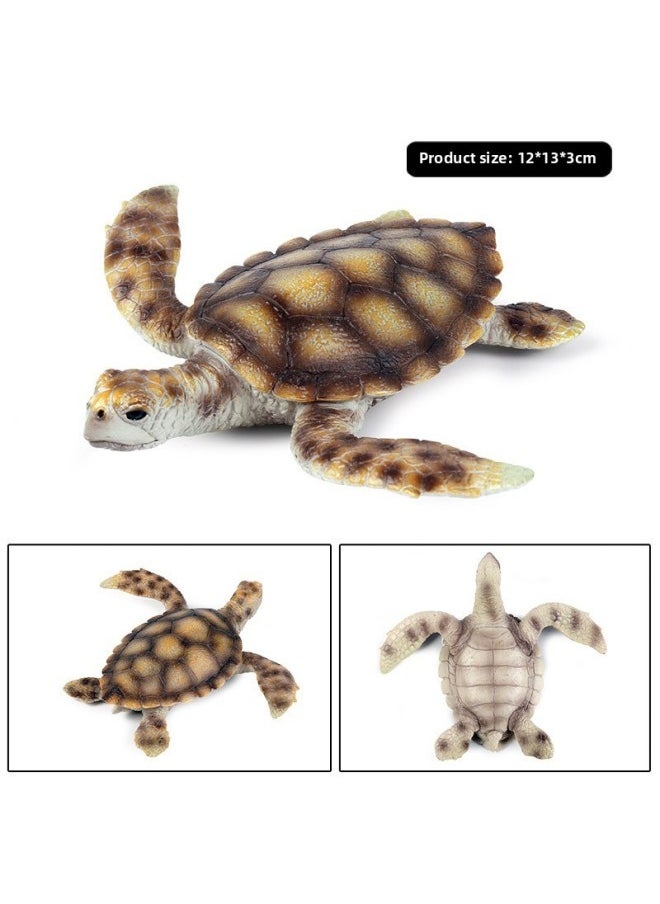 null - Common Sense Solid Marine Animal Model Baby Turtle Turtle Elephant Turtle Baby Leatherback Ornament Hand-Made Early Education-Color:M-518 Little Turtle - Image 1