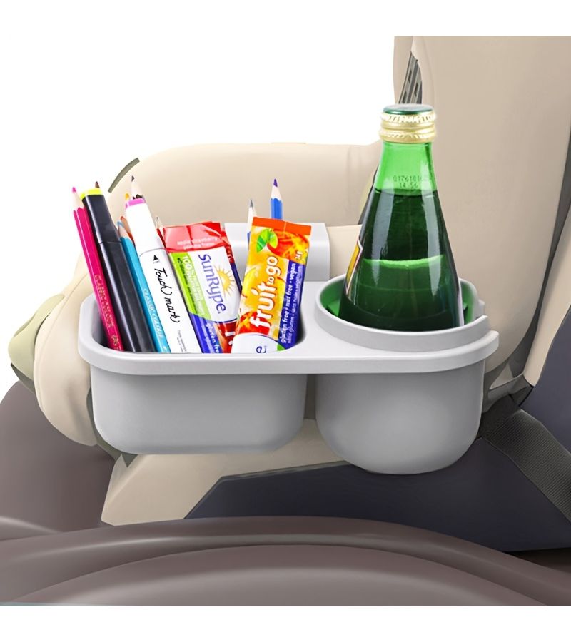 Black 2-in-1 Car Seat Cup Holder Organizer Durable ABS Essential Auto Accessory - Image 5