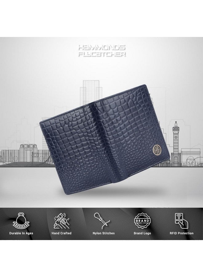  هاموندز فلاي كاتشر محفظة HAMMONDS FLYCATCHER المصنوعة من الجلد الأصلي للرجال - محفظة جلدية محمية بتقنية RFID للرجال، محفظة نقود للرجال، محفظة ثنائية الطي - 3 فتحات للبطاقات، 2 فتحات للهوية، جيب للعملات المعدنية، جيوب مخفية - أزرق تمساح - Image 3