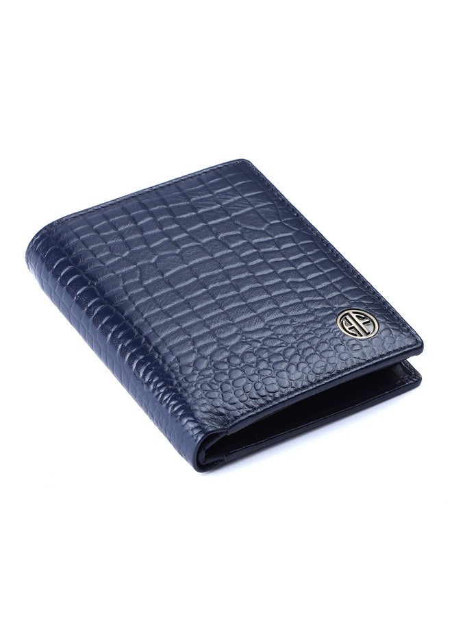  هاموندز فلاي كاتشر محفظة HAMMONDS FLYCATCHER المصنوعة من الجلد الأصلي للرجال - محفظة جلدية محمية بتقنية RFID للرجال، محفظة نقود للرجال، محفظة ثنائية الطي - 3 فتحات للبطاقات، 2 فتحات للهوية، جيب للعملات المعدنية، جيوب مخفية - أزرق تمساح - Image 1