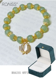 roaiss Fashion Jade Beads Two Layer Bracelet Women Girls Bracelet Leaf Lucky Jewelry Gifts Exquisite Bracelets Gemstone  - Image 1