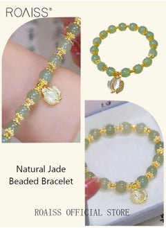 roaiss Fashion Jade Beads Two Layer Bracelet Women Girls Bracelet Leaf Lucky Jewelry Gifts Exquisite Bracelets Gemstone  - Image 5