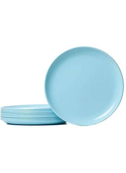 Everbuy - Everbuy Microwave Safe & Unbreakable Round Serving Bowls (12 Pieces- 6 Plates & 6 Bowls/Blue, Plastic) - Image 1