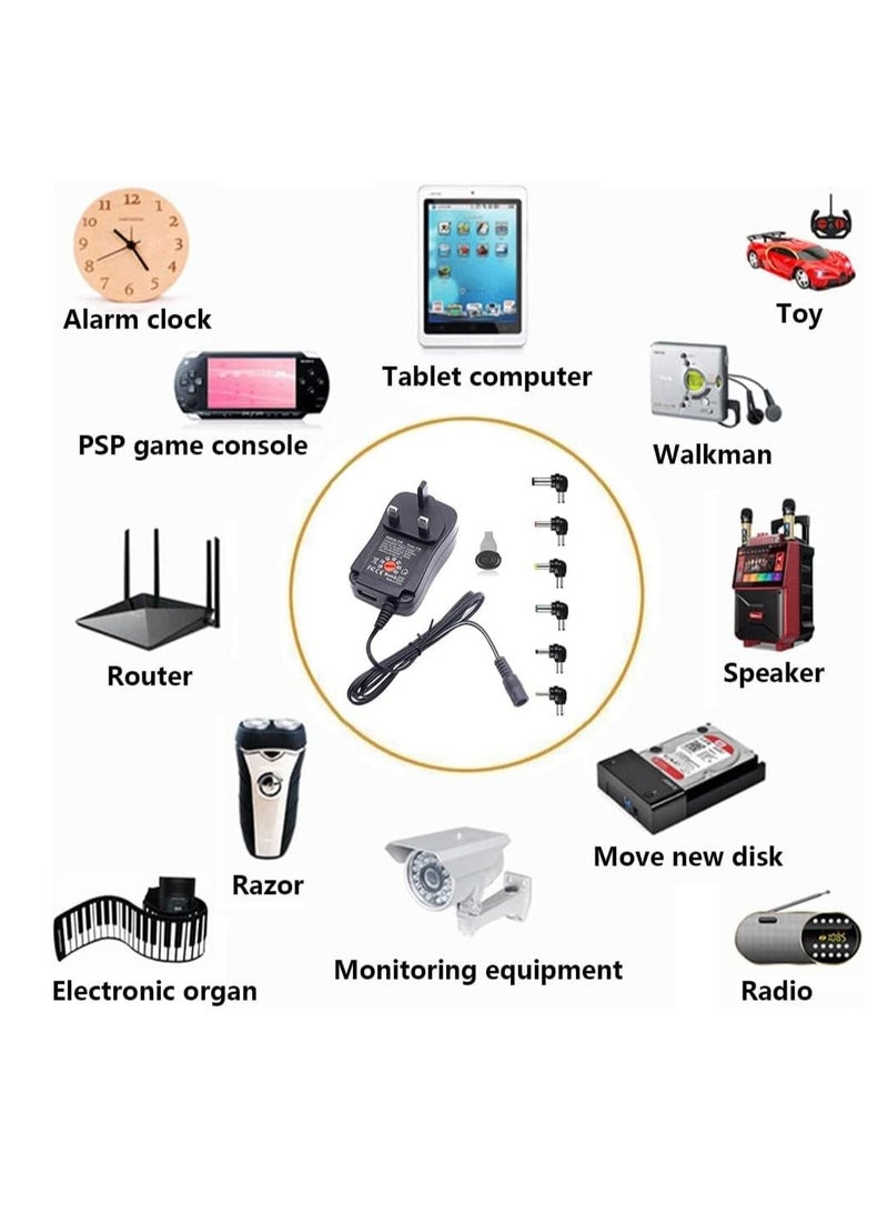 Excefore UK Universal Adapter Power Supply,220V TO 6V 9V 12V 15V 18V 24V Adjustable DC Charger Adapter Switching 41W 5V/2.1A USB Port with 6 Selectable Adapter Tips For Wifi Adapter Electronics - Image 2