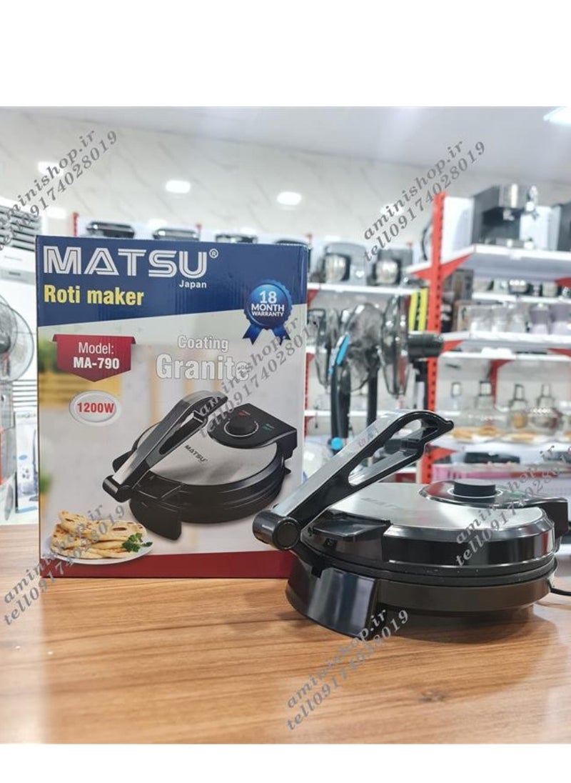 Generic MATSU 10-Inch Electric Roti Maker – 1200W Non-Stick Chapati Maker Machine with Stainless Steel Body – Adjustable Temperature Control – Dual Indicator Lights – Cool-Touch Handle – Safety Lock – Easy to Clean – Flatbread Press – 220-240V Kitchen Appliance for UAE Homes  - Image 3