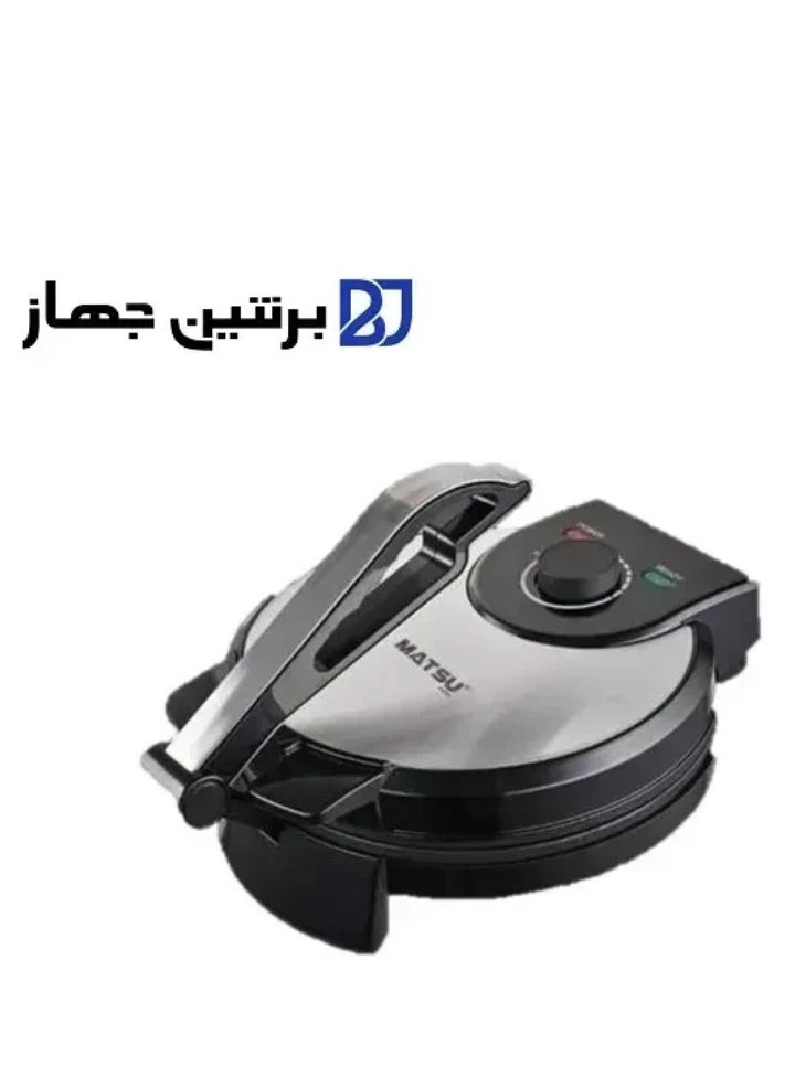 Generic MATSU 10-Inch Electric Roti Maker – 1200W Non-Stick Chapati Maker Machine with Stainless Steel Body – Adjustable Temperature Control – Dual Indicator Lights – Cool-Touch Handle – Safety Lock – Easy to Clean – Flatbread Press – 220-240V Kitchen Appliance for UAE Homes  - Image 4