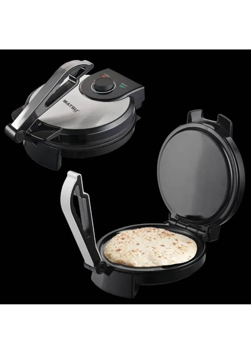 Generic MATSU 10-Inch Electric Roti Maker – 1200W Non-Stick Chapati Maker Machine with Stainless Steel Body – Adjustable Temperature Control – Dual Indicator Lights – Cool-Touch Handle – Safety Lock – Easy to Clean – Flatbread Press – 220-240V Kitchen Appliance for UAE Homes  - Image 5