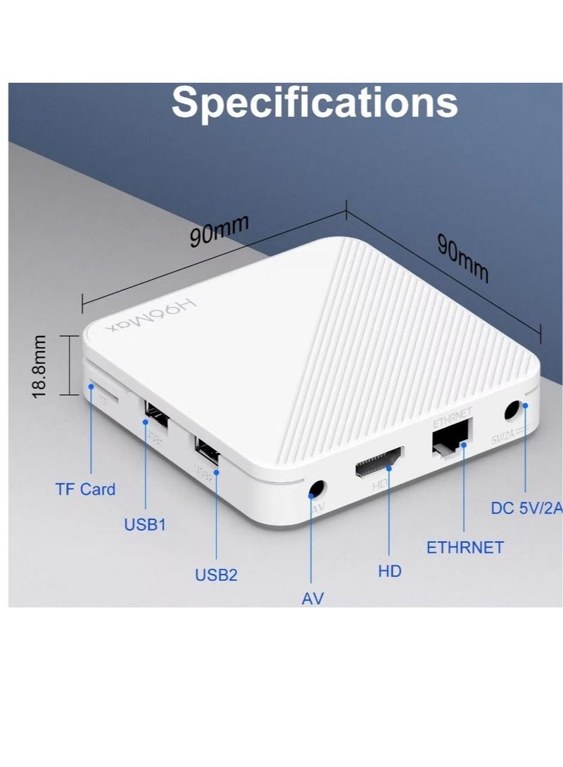 H96 Max H313 ATV 2GB 16GB WiFi 6 Android 14 Iptv 4K Smart Converter Android TV Box with BT Voice Remotenal Storage Android 14.0 - White - Image 3