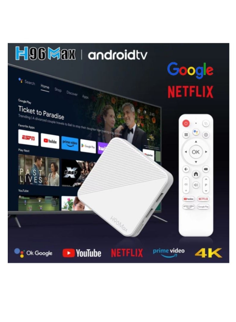 H96 Max H313 ATV 2GB 16GB WiFi 6 Android 14 Iptv 4K Smart Converter Android TV Box with BT Voice Remotenal Storage Android 14.0 - White - Image 5