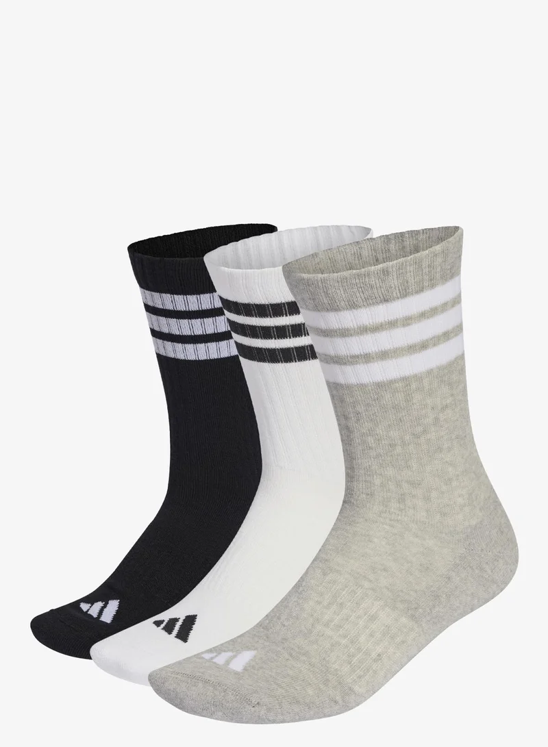 اديداس مجموعة بثلاثة أزواج من جوارب 3-STRIPES CUSHIONED SPORTSWEAR CREW