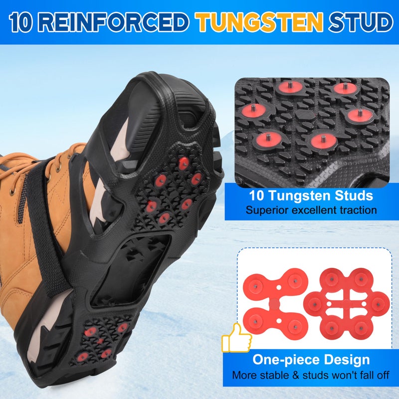 SILANON Ice Cleats for Shoes and Boots Tungsten Crampons Non-Slip Shoe Spikes Grippers for Snow and Ice Traction Cleats with Reflective Heel Slip-on Snow Cleats for Men Women Winter Walking - Image 3
