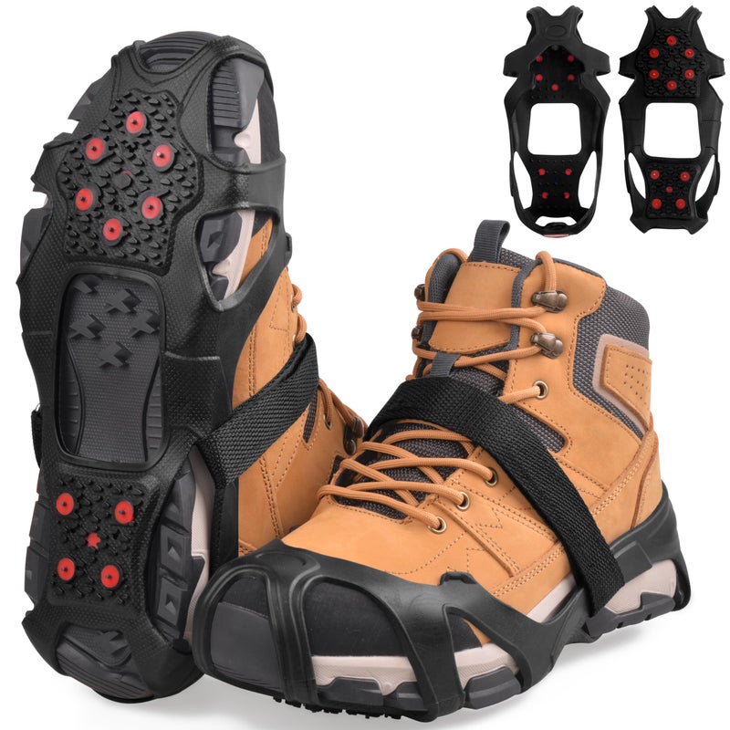 SILANON Ice Cleats for Shoes and Boots Tungsten Crampons Non-Slip Shoe Spikes Grippers for Snow and Ice Traction Cleats with Reflective Heel Slip-on Snow Cleats for Men Women Winter Walking - Image 1