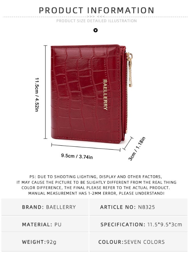 baellerry Women's Short Purse Korean Multi-functional Stone Pattern Purse Zipper Women's Bag  - Image 5