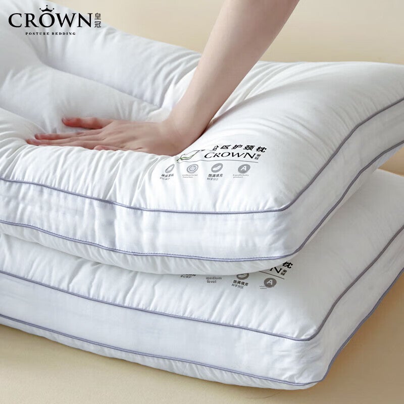 CROWN Pure Cotton Pillow, Neck Support Pillow, Deep Sleep, Specially Designed for Men, Anti-Sagging, Zoned, Antibacterial Pillow Core, 48x74cm, One Pair - Image 5