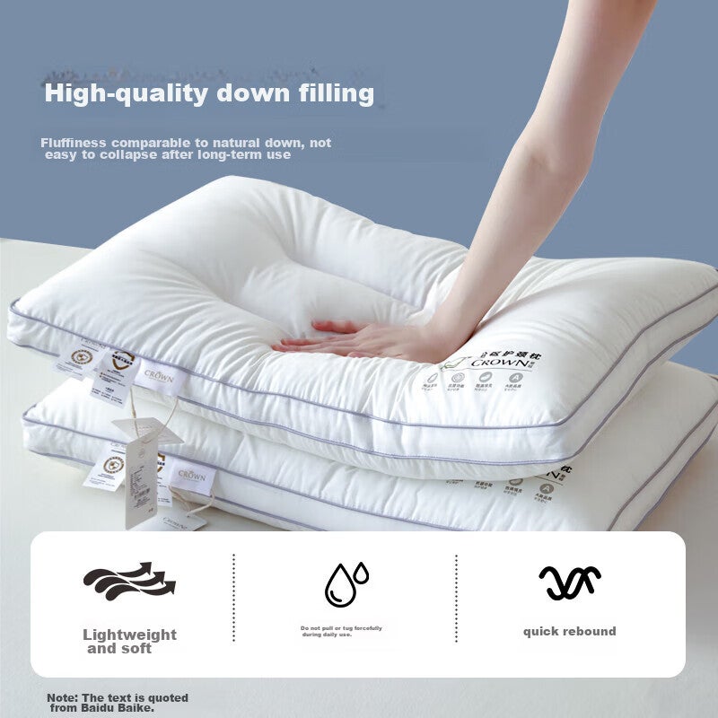 CROWN Pure Cotton Pillow, Neck Support Pillow, Deep Sleep, Specially Designed for Men, Anti-Sagging, Zoned, Antibacterial Pillow Core, 48x74cm, One Pair - Image 2